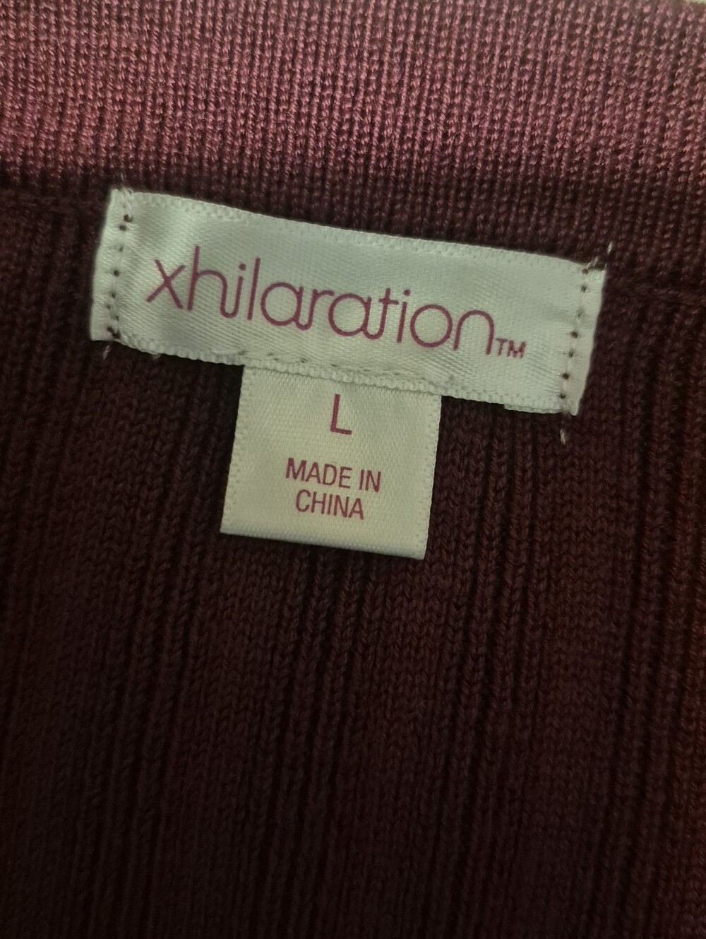 Xhilaration Lace-Up Long Sleeve Knit Dress - Burgundy - Picture 12 of 12